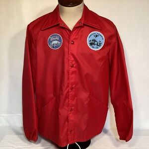 Hawaiian Flyaway & Alaska Salmon Vintage 80s Red Windbreaker by Gem Sportswear